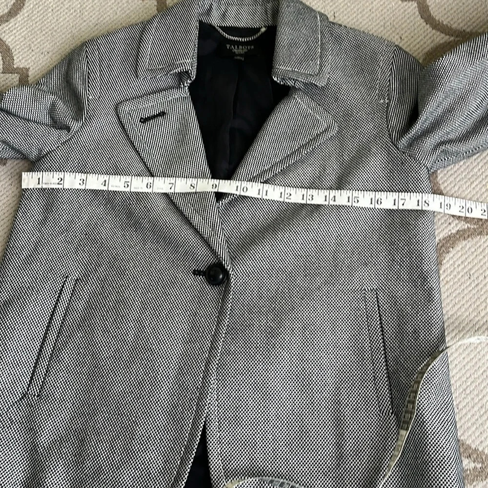 Talbots houndstooth cotton black white fully lined blazer jacket - Picture 7 of 17